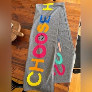 Kerri Rosenthal Grey CHOOSE HAPPINESS cashmere/cotton scarf
